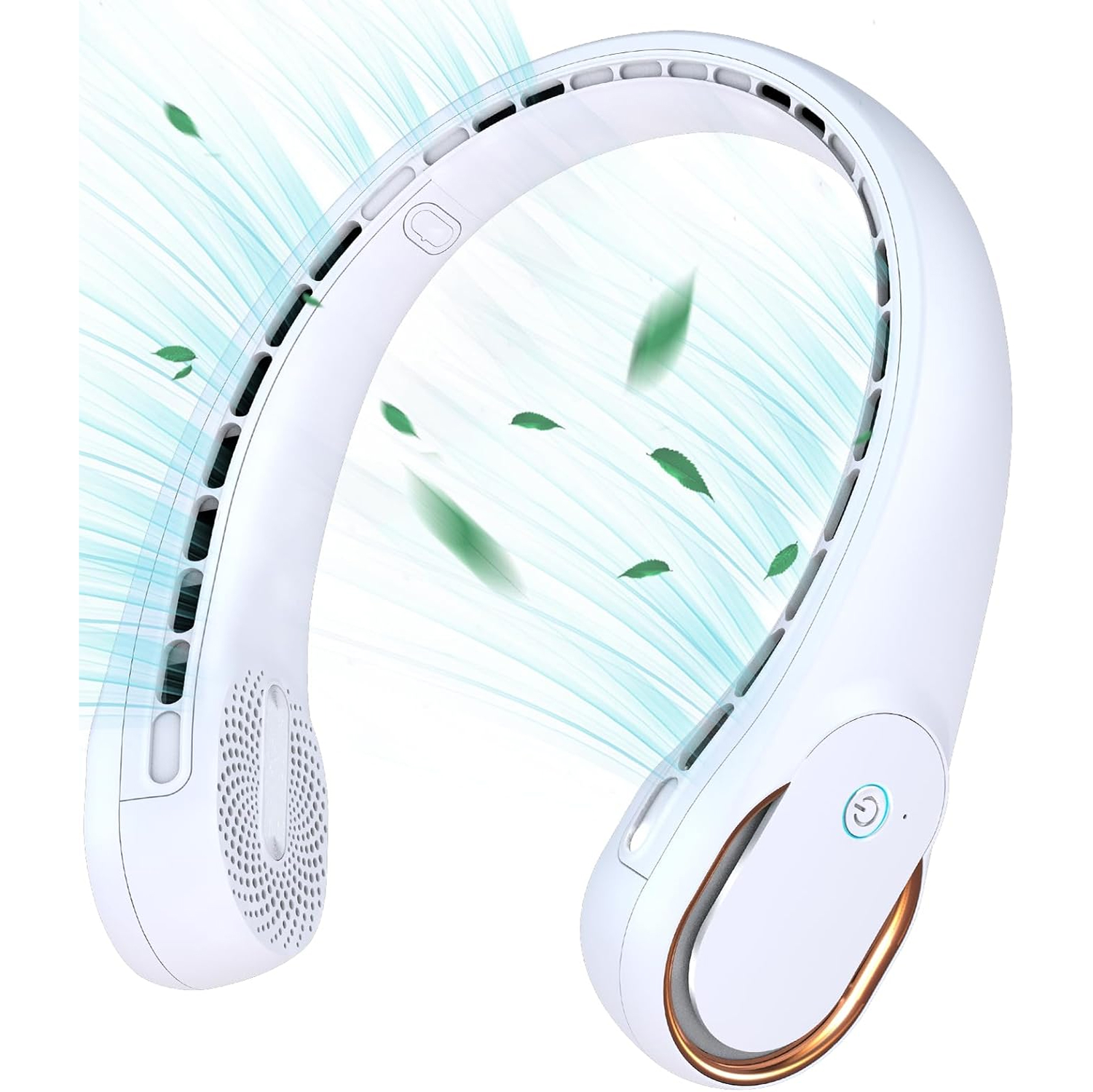Portable Neck Fan, Hands Free Bladeless Fan, 360° Cooling Personal Fan,Wearable Quiet Fan for Outdoor Indoor, Birthday Gifts for Men Women Mom Dad, 4000mAh Battery USB Rechargeable, 3-Speeds(Blue)