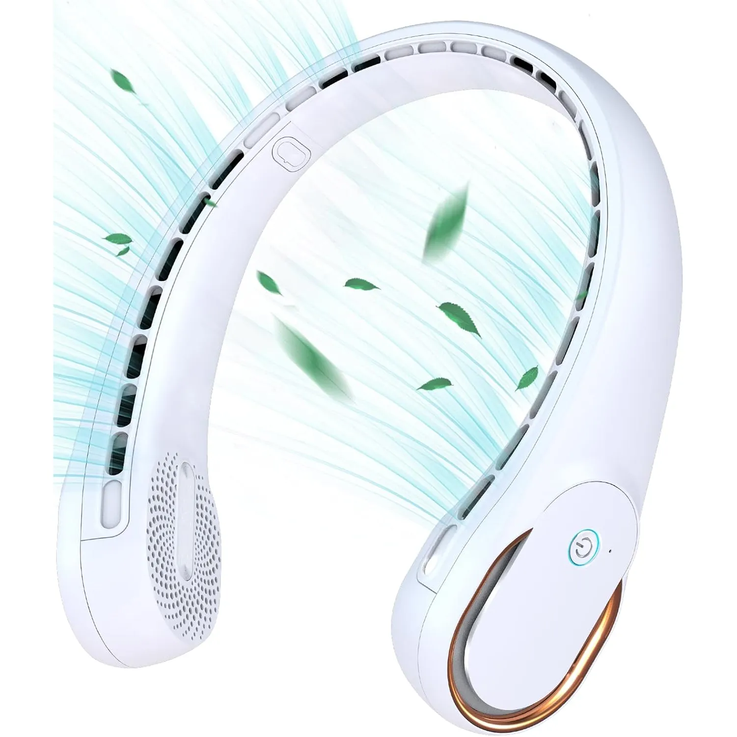Portable Neck Fan, Hands Free Bladeless Fan, 360° Cooling Personal Fan,Wearable Quiet Fan for Outdoor Indoor, Birthday Gifts for Men Women Mom Dad, 4000mAh Battery USB Rechargeable, 3-Speeds(Blue)