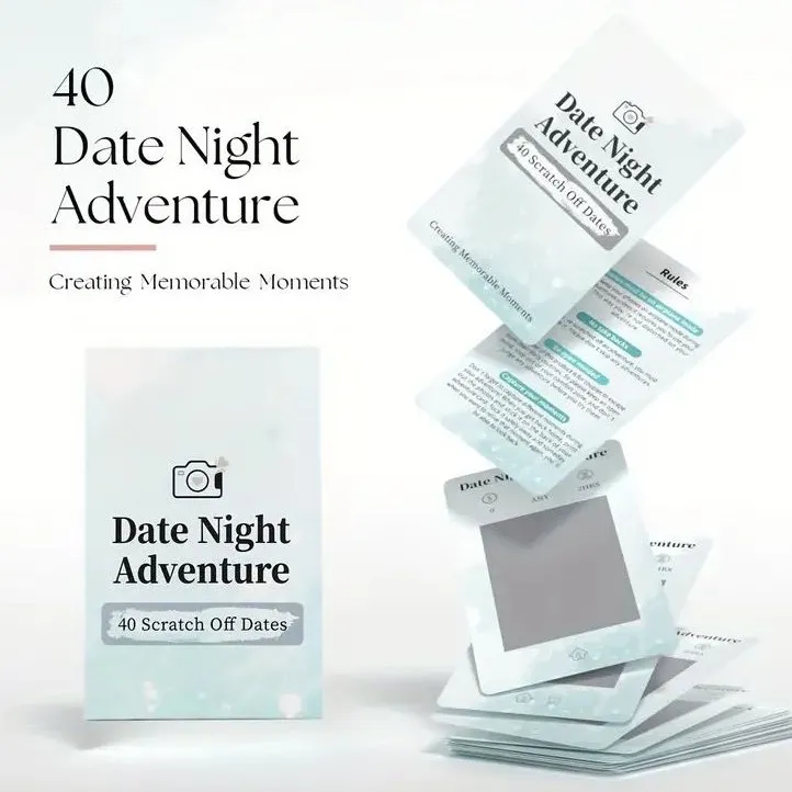 40 Date Night Ideas Scratch-Off Card Game with Adventure Photo Album for Couples: Romantic Anniversary & Wedding Gift 💝