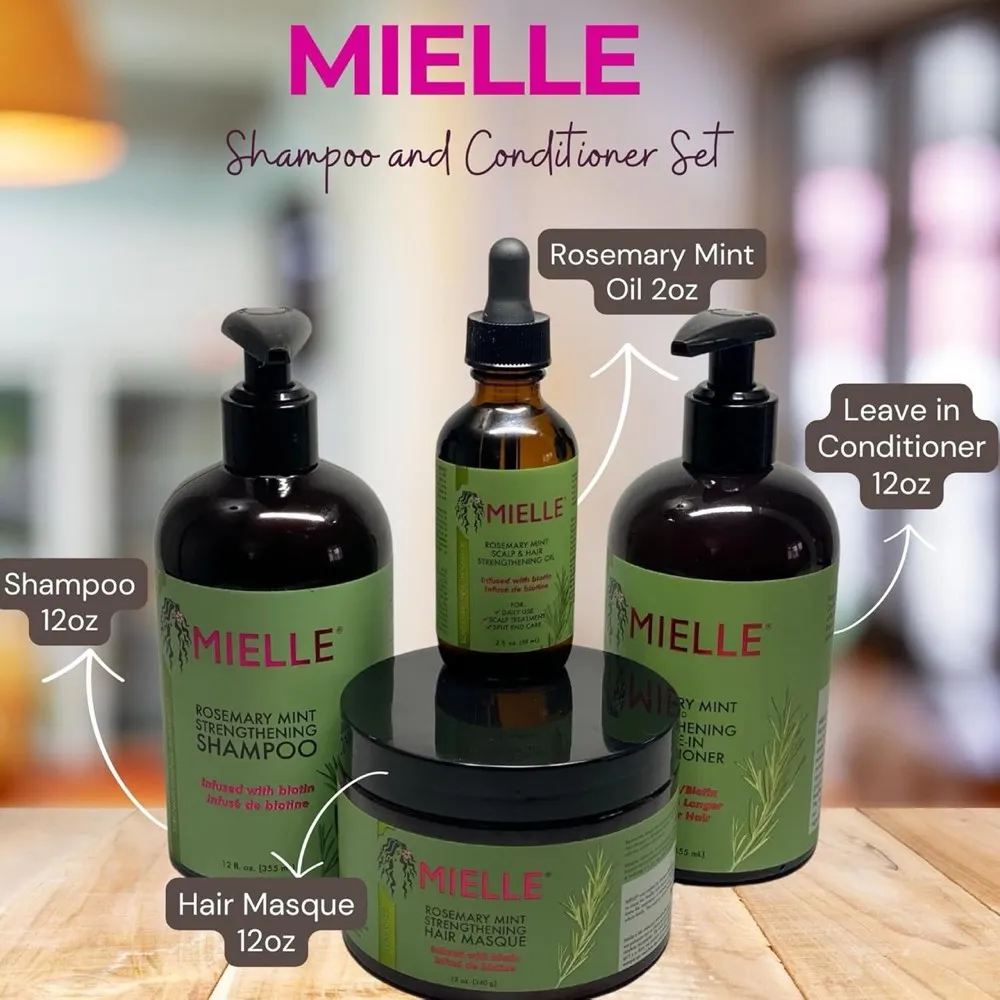 Mielle. Rosemary Mint Shampoo and Conditioner set Bundle 7 Items