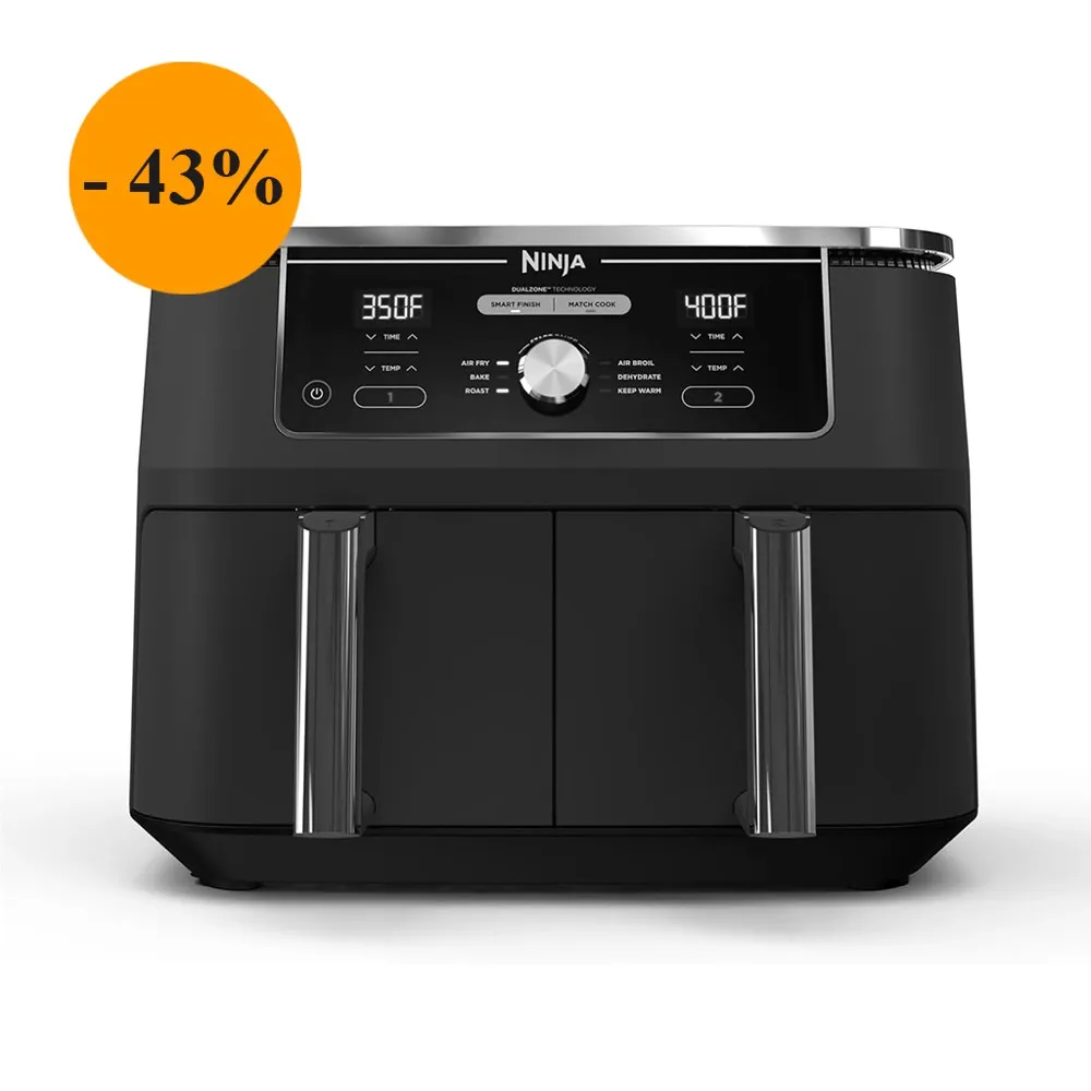 Ninja DualZone XL Air Fryer combines a versatile 6-in-1 functionality and independent dual baskets for efficient meal preparation