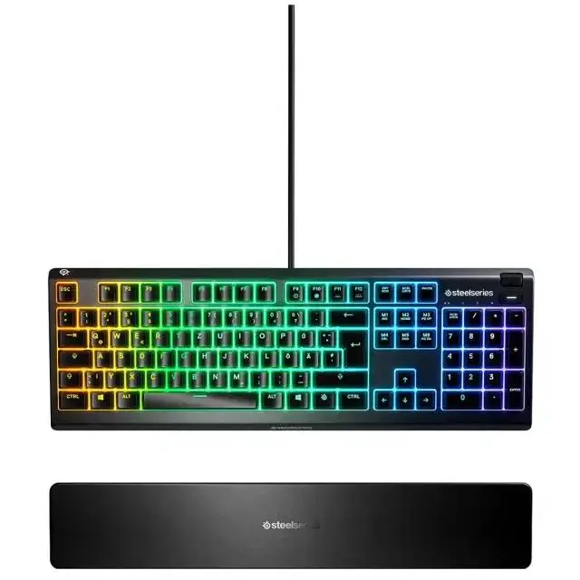 SteelSeries Apex 3 TKL RGB Gaming Keyboard – Tenkeyless Compact Form Factor - 8-Zone RGB Illumination – IP32 Water & Dust Resistant – Whisper Quiet Gaming Switch – Gaming Grade Anti-Ghosting, Black