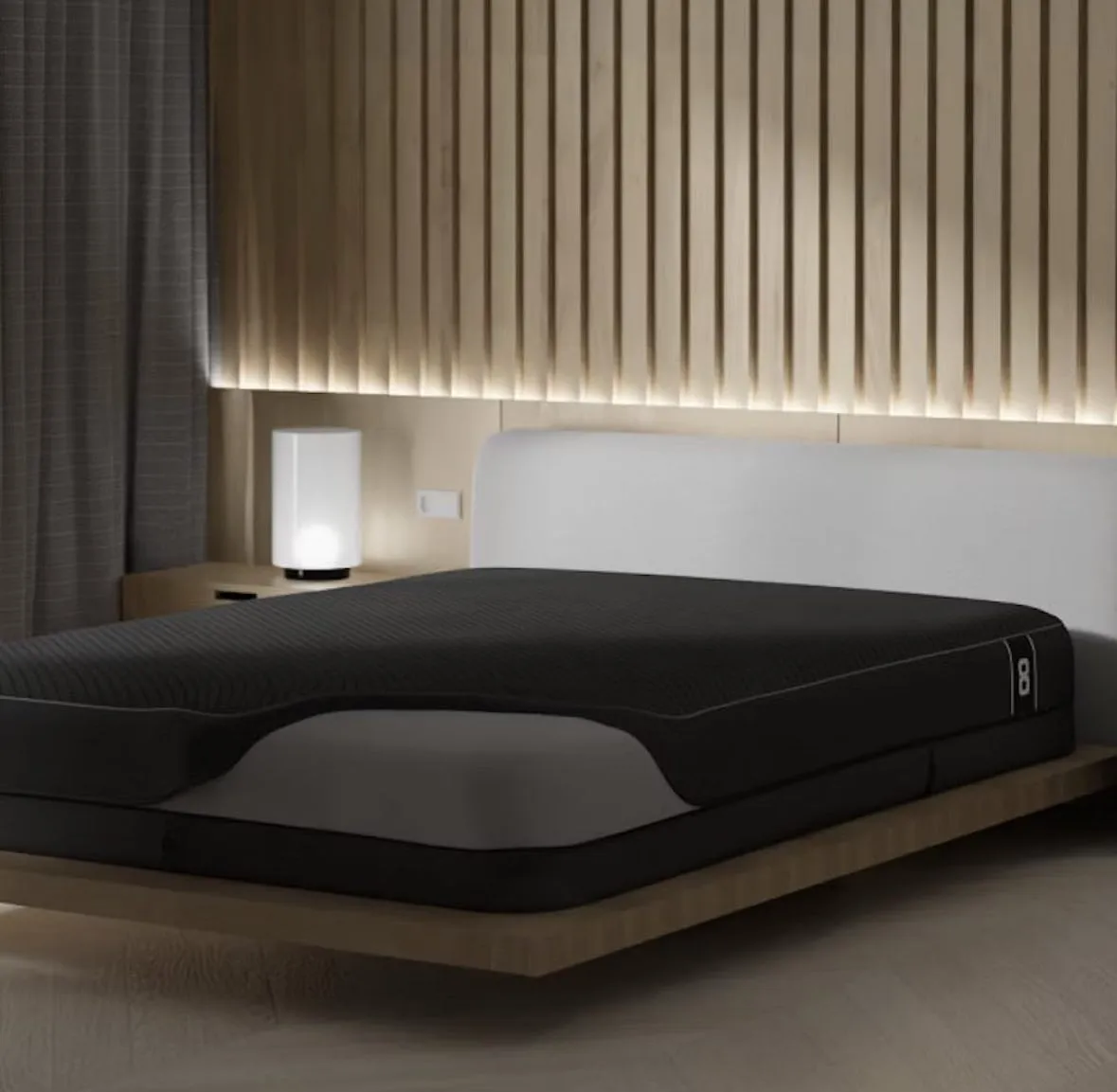 Eight sleep pod
The Eight Sleep Pod is a smart mattress cover that uses water to actively heat and cool each side of the bed. This cover, which sits on top of an existing mattress, is controlled via an app that allows individual temperature settings for sleeping partners.